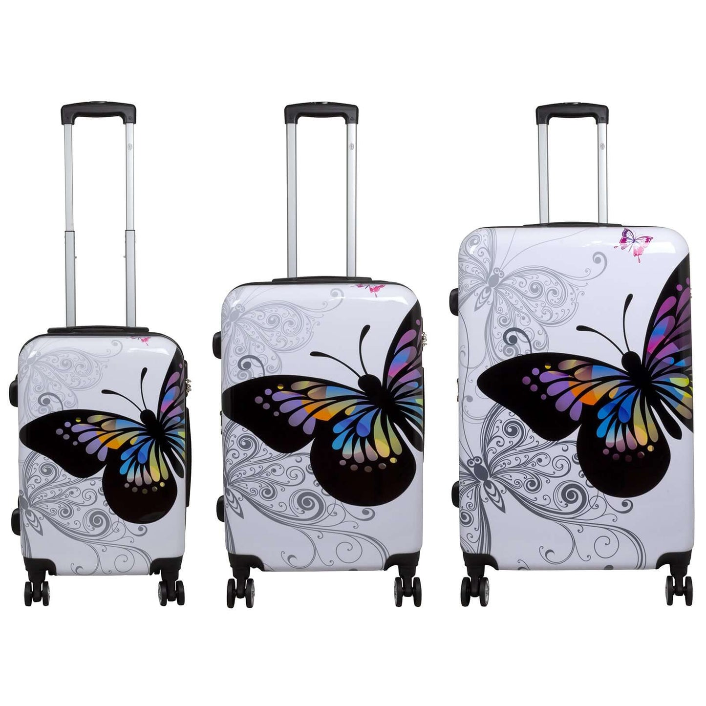 Polycarbonat Motivkofferset 3tlg Butterfly weiß