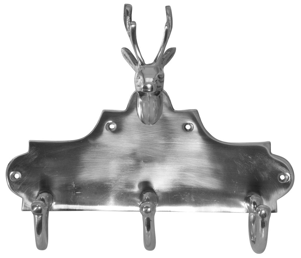 Patère en aluminium triple avec tête de cerf