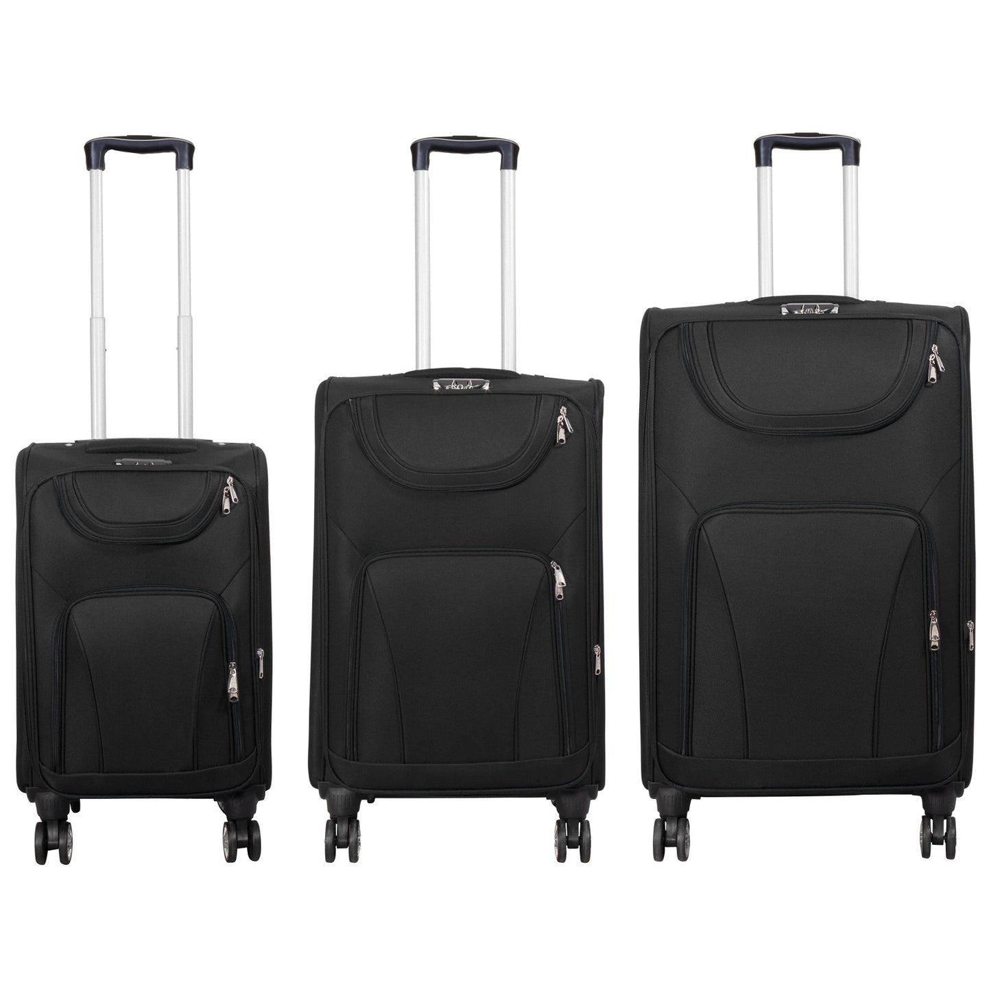 Nylon Luggage Set 3pcs Color Black Soft Luggage Model Maribor