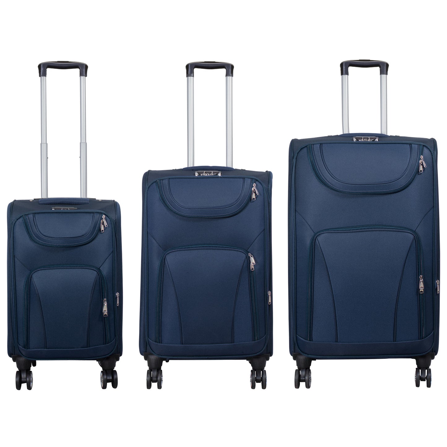 Nylon 3-Piece Suitcase Set Blue Soft Luggage Model Maribor
