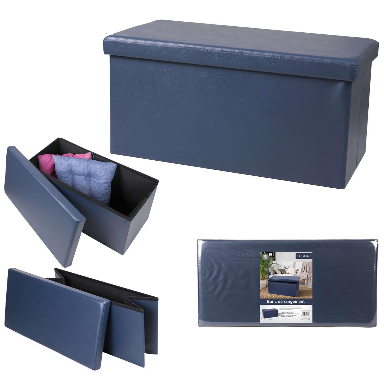 Folding seat box 76cm, blue color, case pack 3 – PM Euro-Trading GmbH