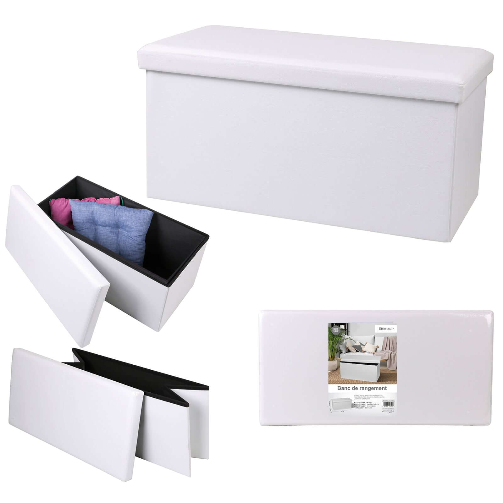 Faltbare Sitzbox 76cm, Farbe weiss, VE-3 – PM Euro-Trading GmbH