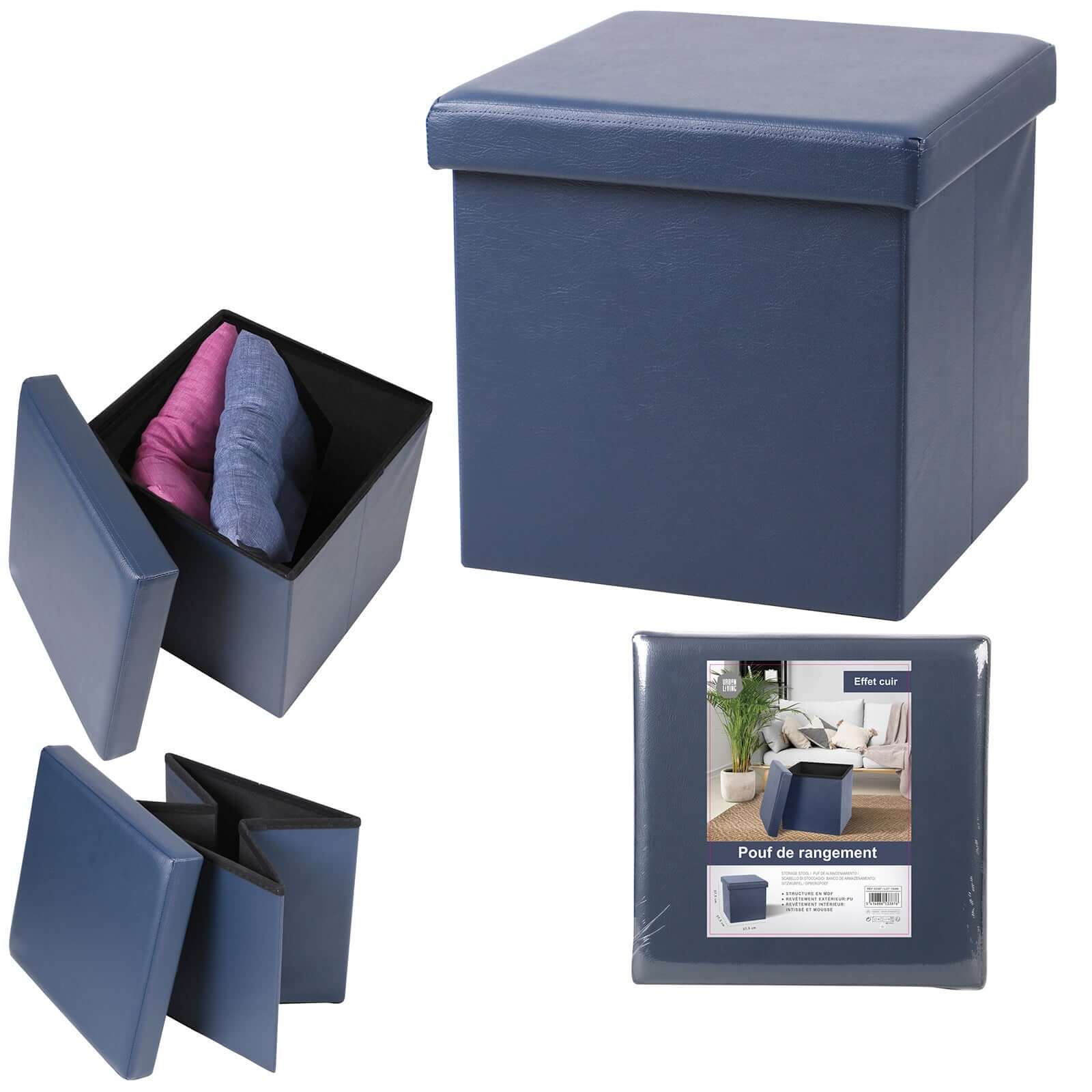 Faltbare Sitzbox Würfel, Farbe blau, VE-4 – PM Euro-Trading GmbH