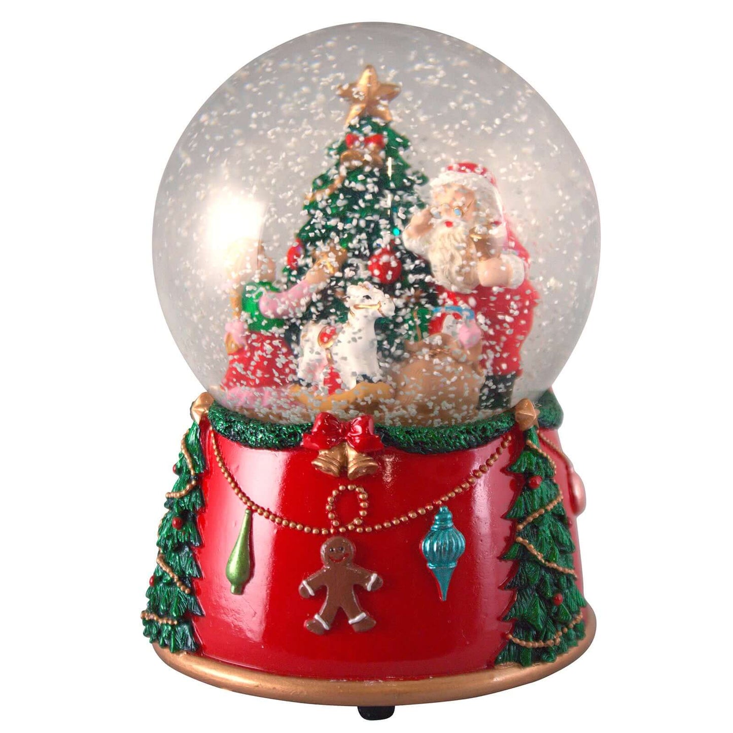 Spieluhr Schneekugel Baum mit Santa 14cm VE-12(1)