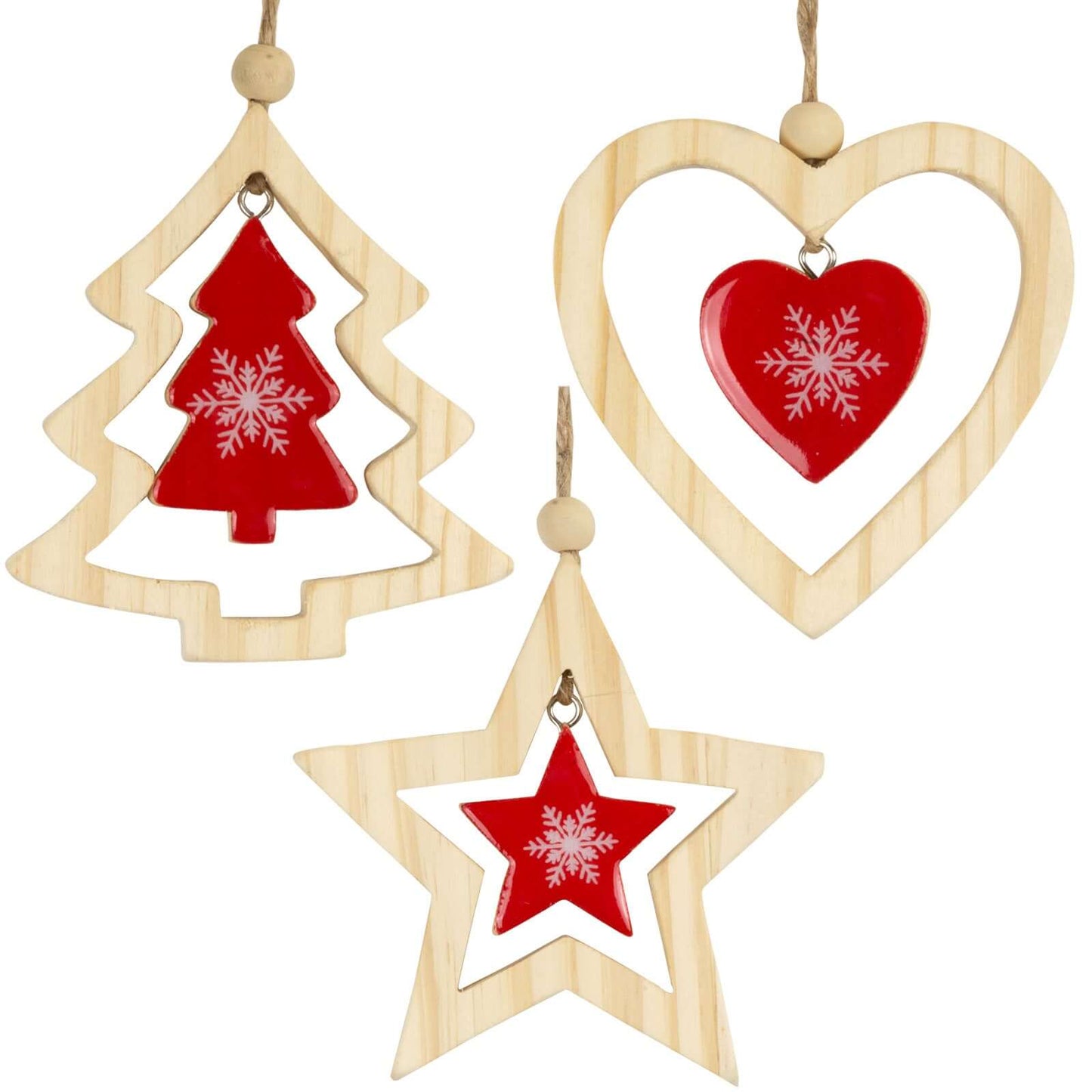 Baumschmuck 11cm, Holz, 3 Designs, VE-288(24)