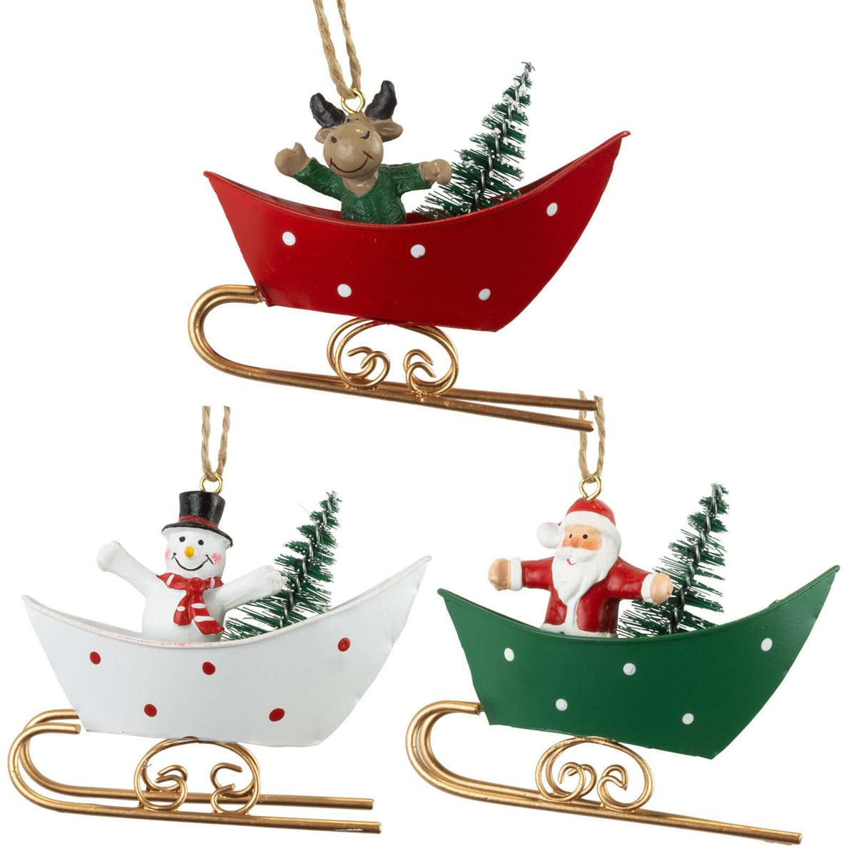 Baumschmuck 9cm, Metall, 3 Designs, VE-192(24)