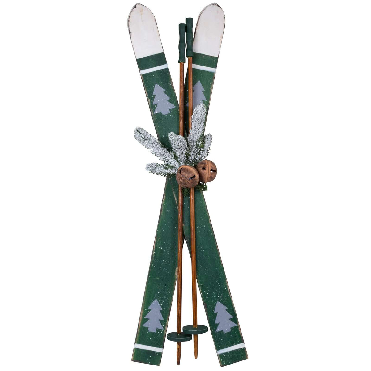 Dekoski mit Stöcken grün 75cm, Holz, VE-6