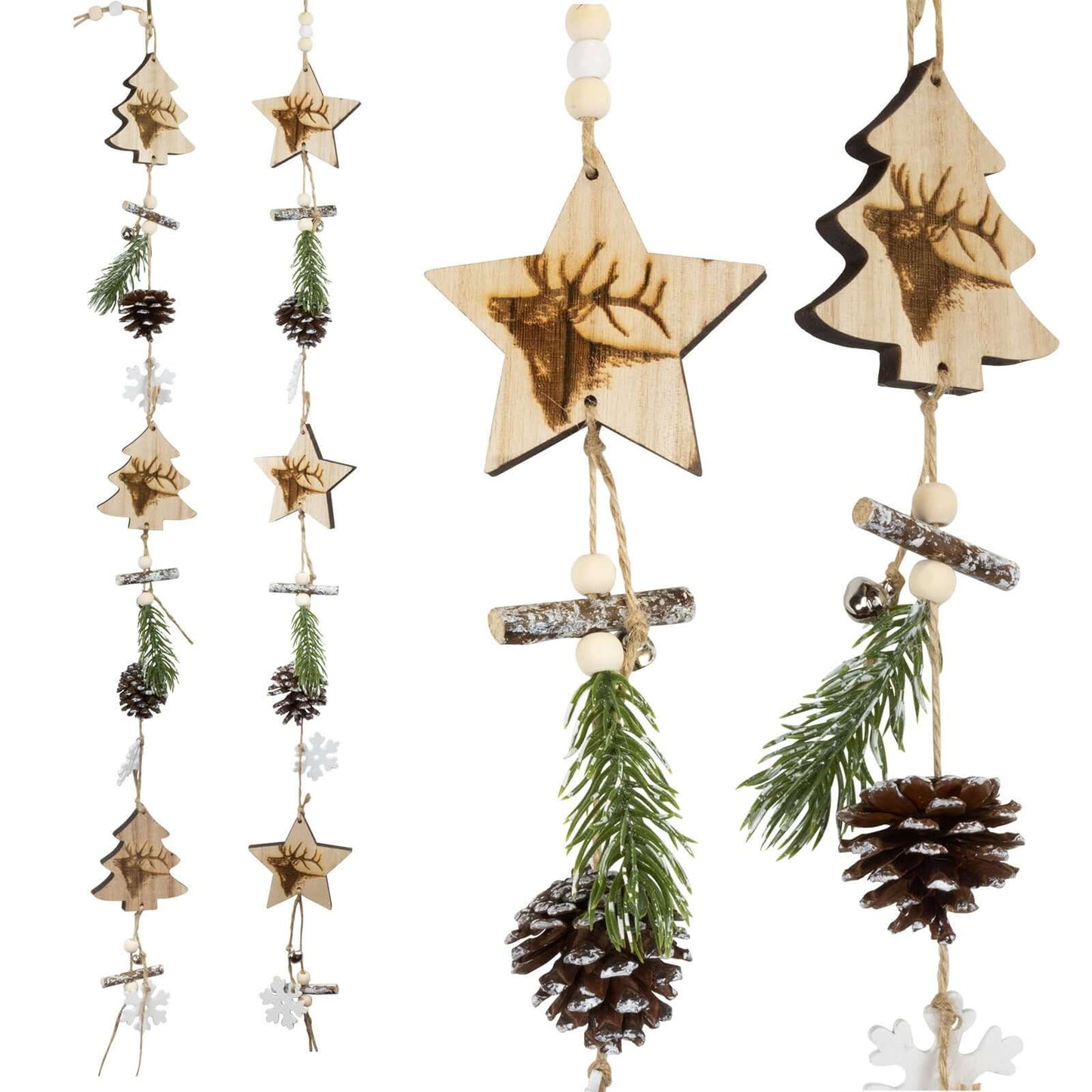 Hängedeko 85cm, Holz, 2 Designs, VE-96(12)