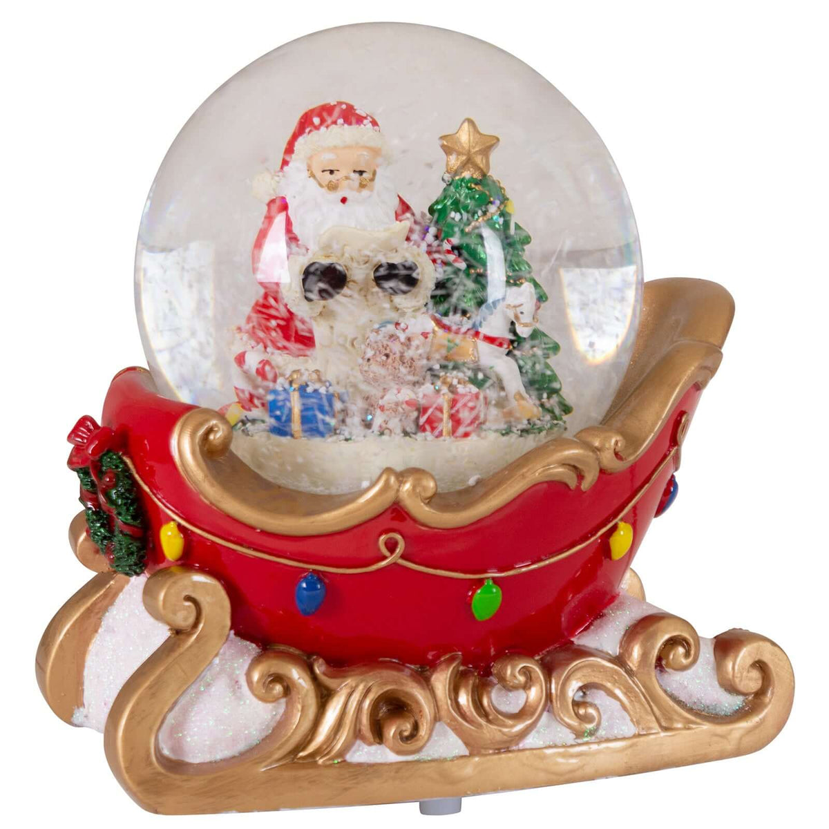 Schneekugel 10cm mit Spieluhr, Polyresin, VE-6