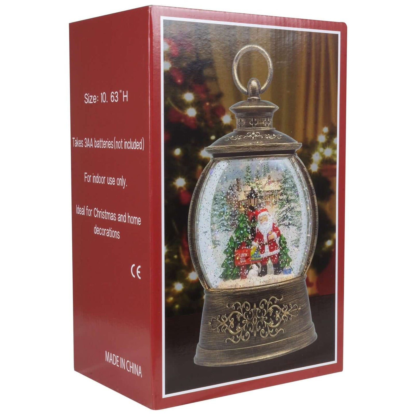 LED Schneelaterne 15x24cm mit Santa, VE-12(1)