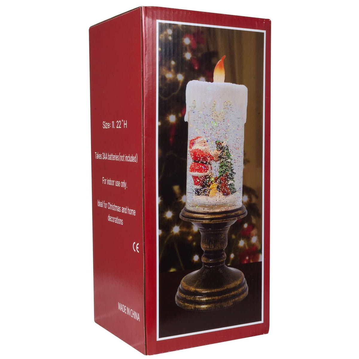 LED Schneelaterne, Kerze mit Santa, VE-12(1)