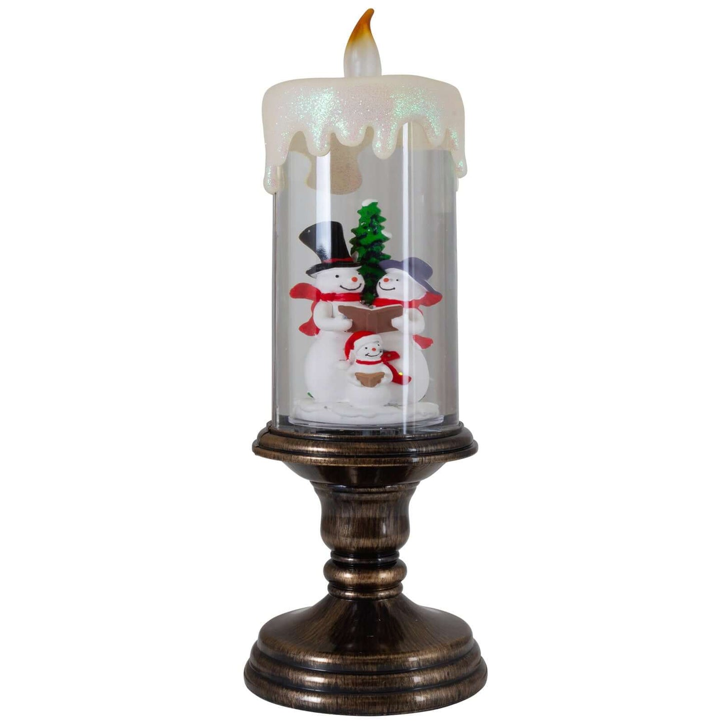 LED Schneelaterne, Kerze+Schneemann, VE-12(1)