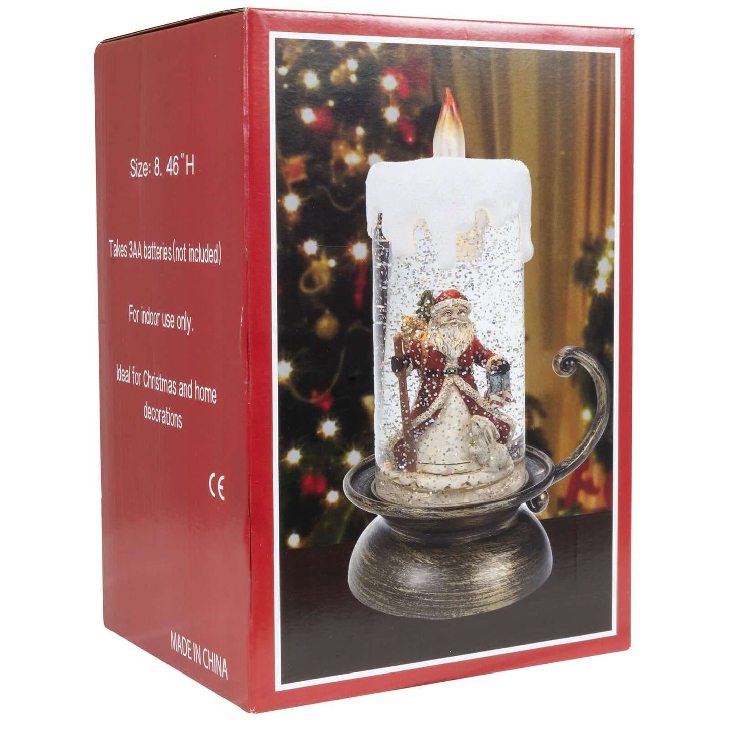 LED Schneelaterne, Kerze mit Santa, VE-12(1)