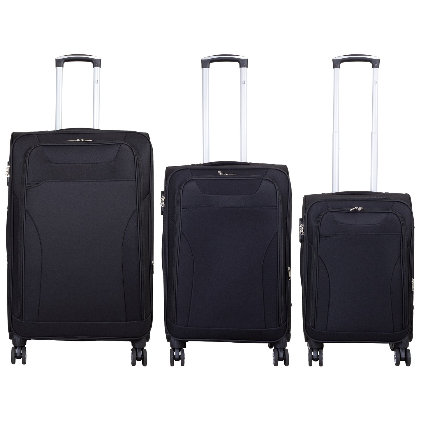 Soft Luggage Fabric Luggage Set 3pcs - Model Cremona - Color Black