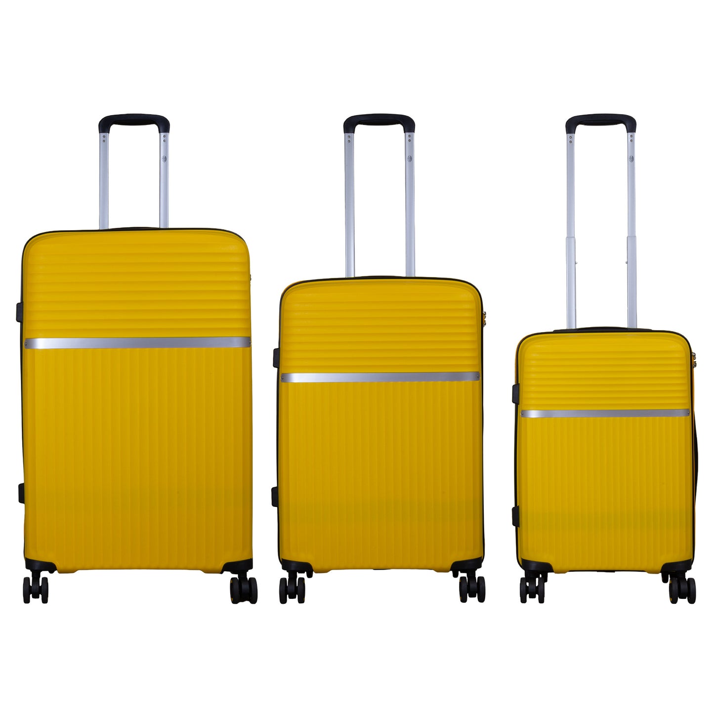 PP-kovakuorinen matkalaukkujen setti 3-osainen - Malli Trento - Väri oranssi