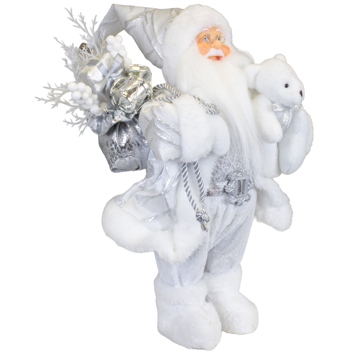 Santa 30cm con abrigo blanco, VE-6