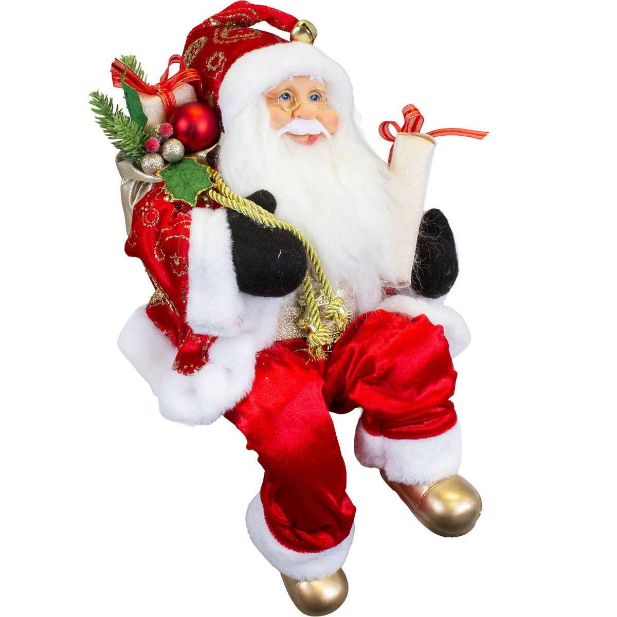 Babbo Natale da bordo 45cm cappotto lungo rosso-oro, conf. 6 pz