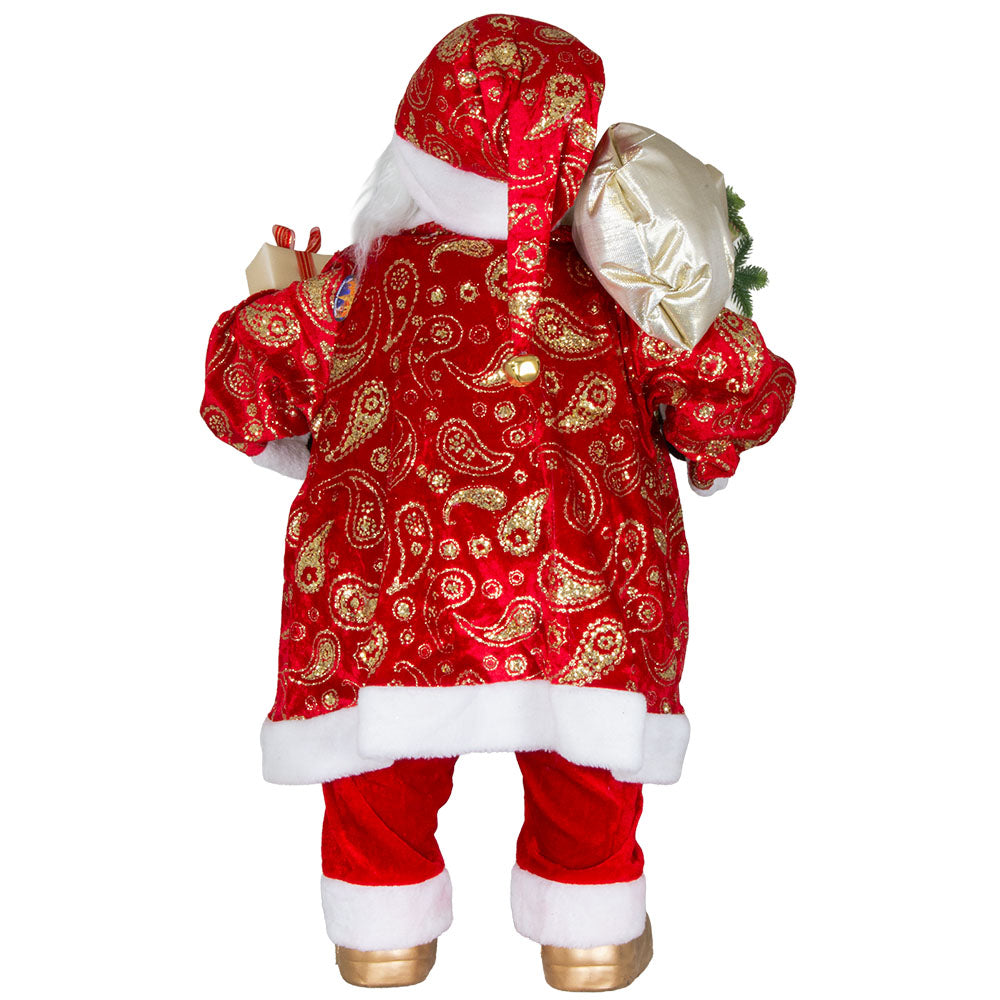 Babbo Natale 60cm cappotto lungo rosso-oro, conf. 1 pz