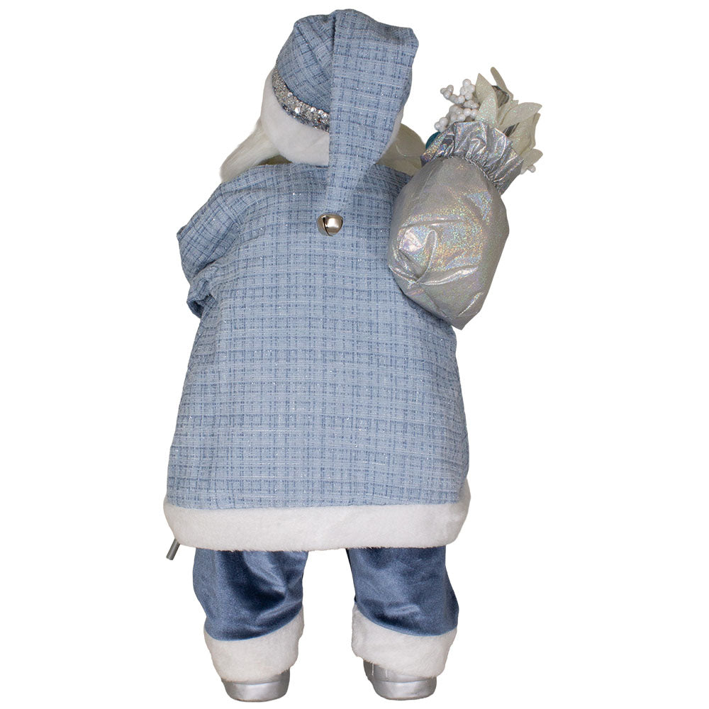 Santa manteau long 80 cm bleu-blanc-argent, unité de vente 1