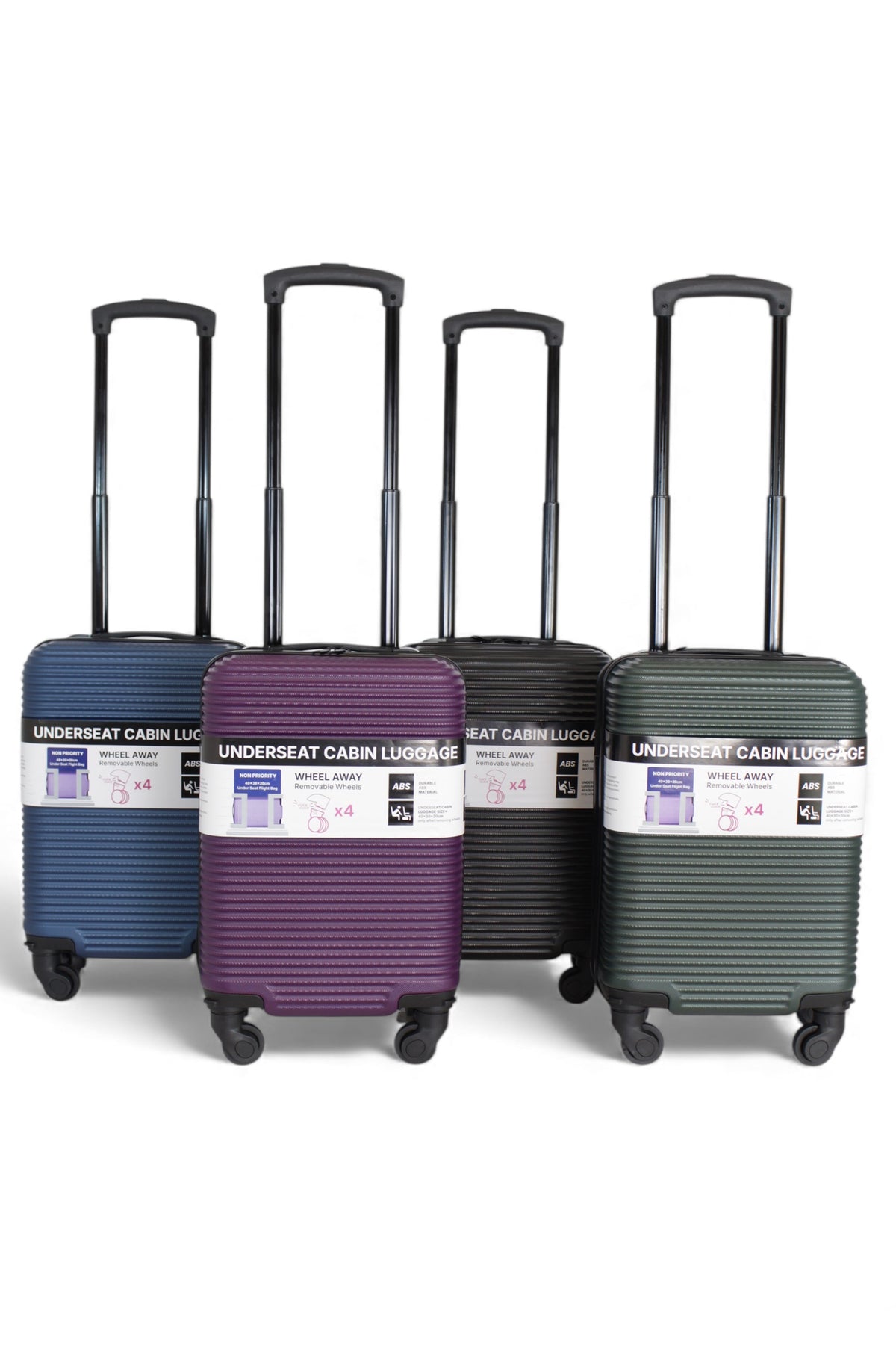Underseat-Kabinentrolley 40x30x20cm, im Display, 4 Farben sortiert
