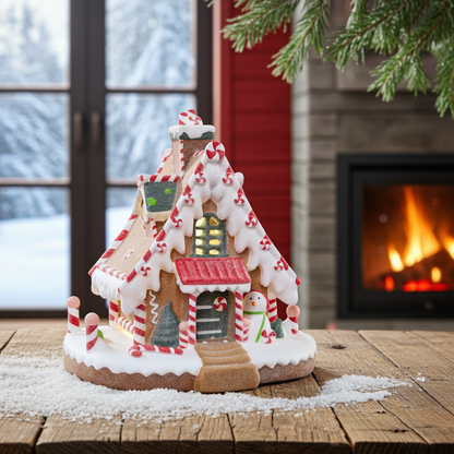 Casa de pan de jengibre LED 30cm, poliéster, VE-4(1)