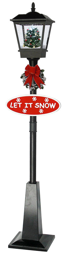 Snowing standing lantern 180cm with tree, black