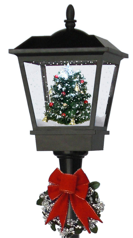 Snowing standing lantern 180cm with tree, black