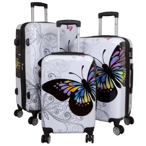 Polycarbonat Motivkofferset 3tlg Butterfly weiß