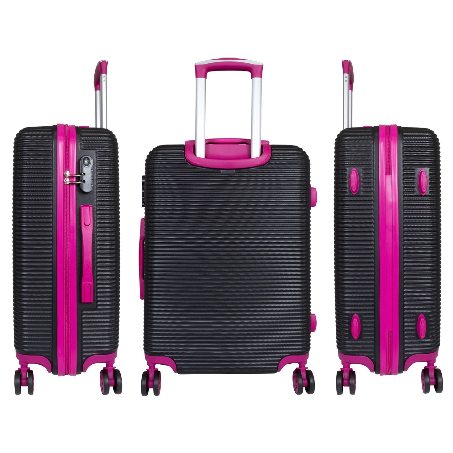 Handgepäck Boarding-Koffer Größe 55cm Hartschale Santorin schwarz-pink
