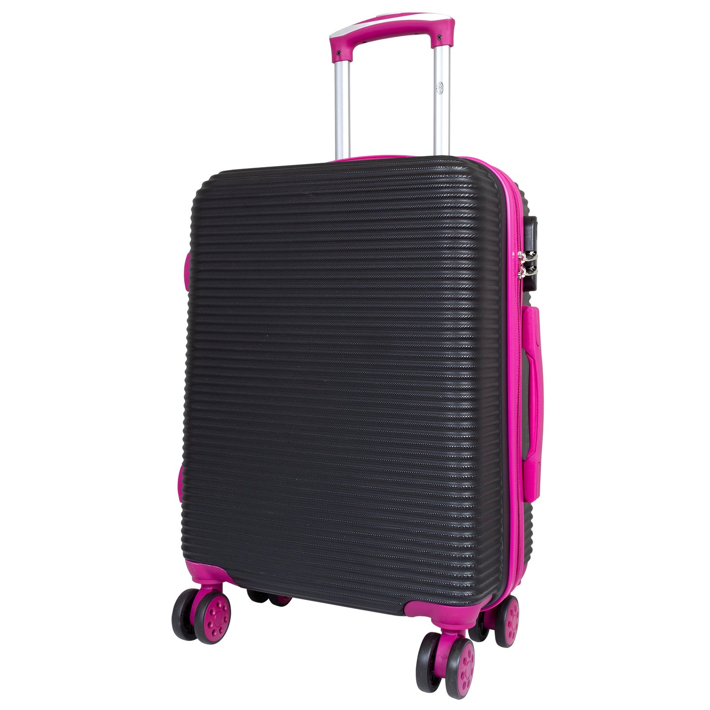 Handgepäck Boarding-Koffer Größe 55cm Hartschale Santorin schwarz-pink