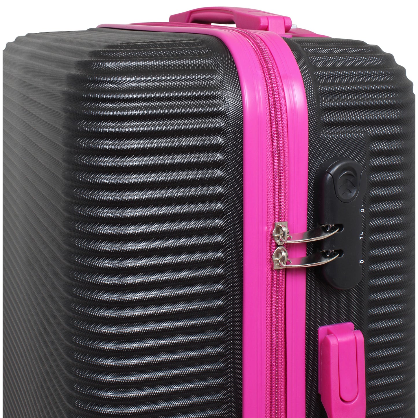 Handgepäck Boarding-Koffer Größe 55cm Hartschale Santorin schwarz-pink