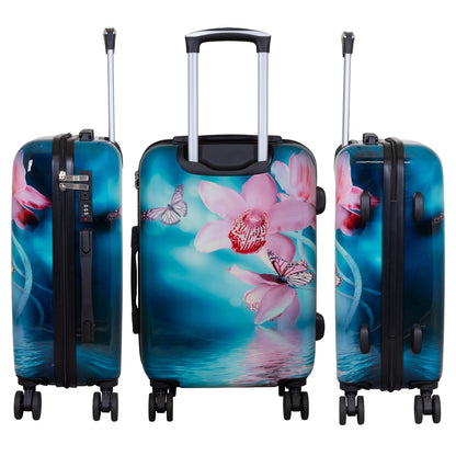 Polycarbonate motif suitcase set 3 pieces orchid