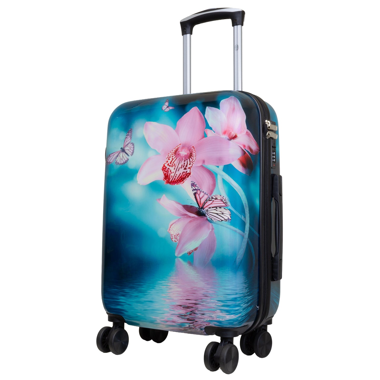 Handgepäck Boarding-Koffer Größe 55cm Hartschale Motivkoffer Orchidee