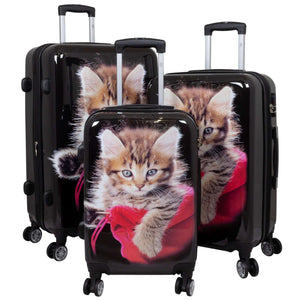 Polycarbonat Motivkofferset 3tlg Katze schwarz
