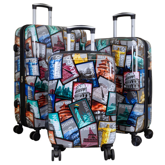 Set valigie in policarbonato motivo 3 pezzi City