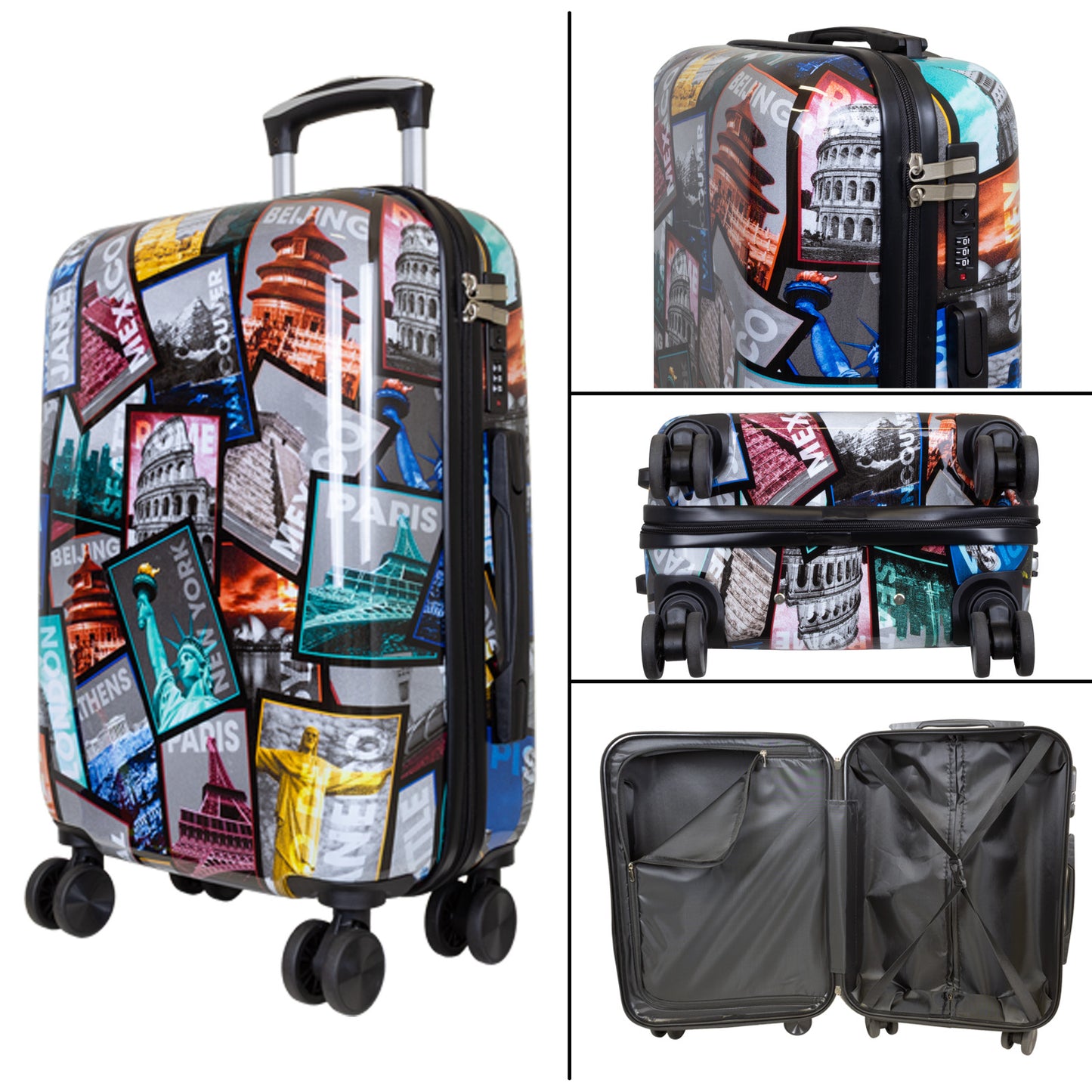 Polykarbonaattikuvioinen matkalaukkusarja 3 kpl City