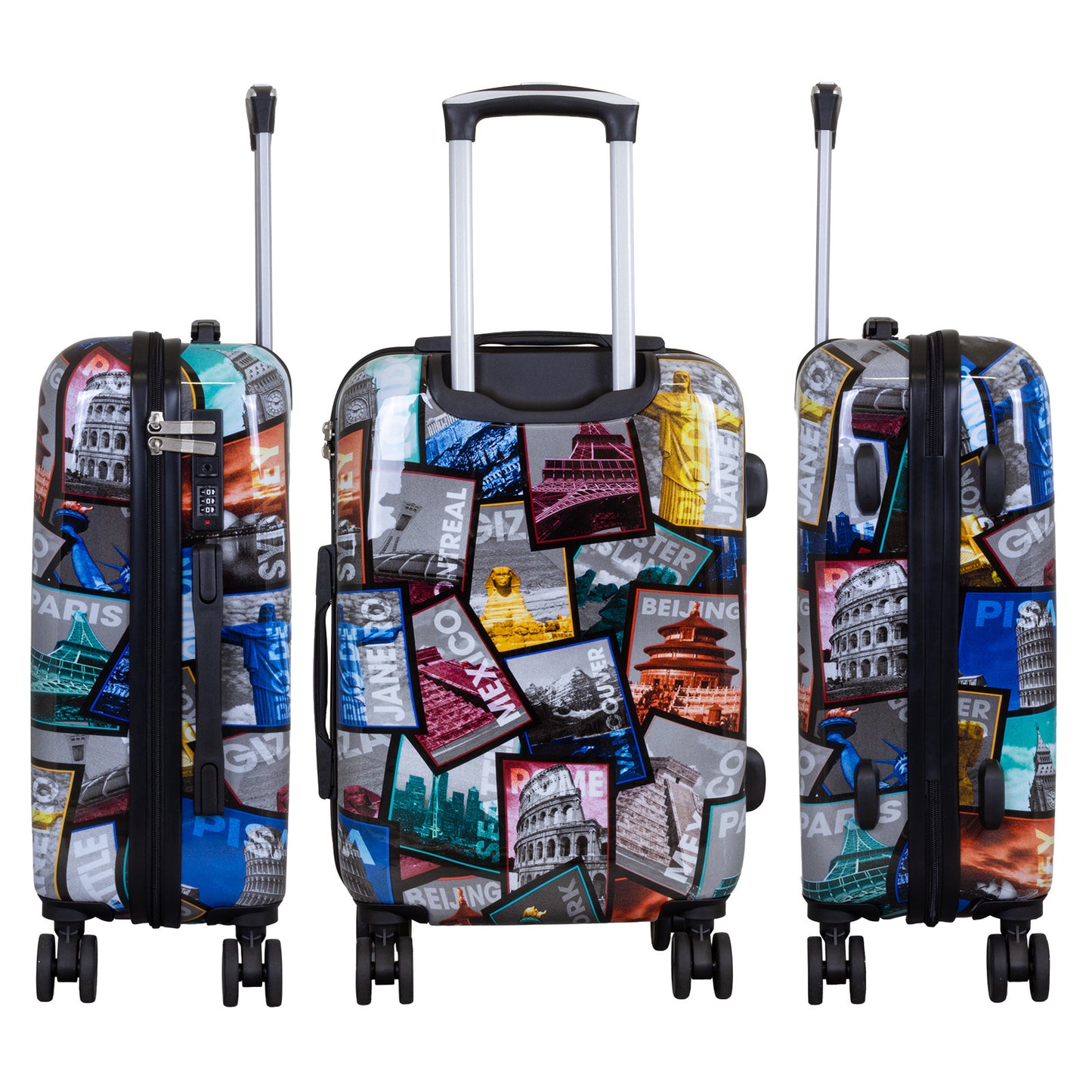 Polykarbonaattikuvioinen matkalaukkusarja 3 kpl City