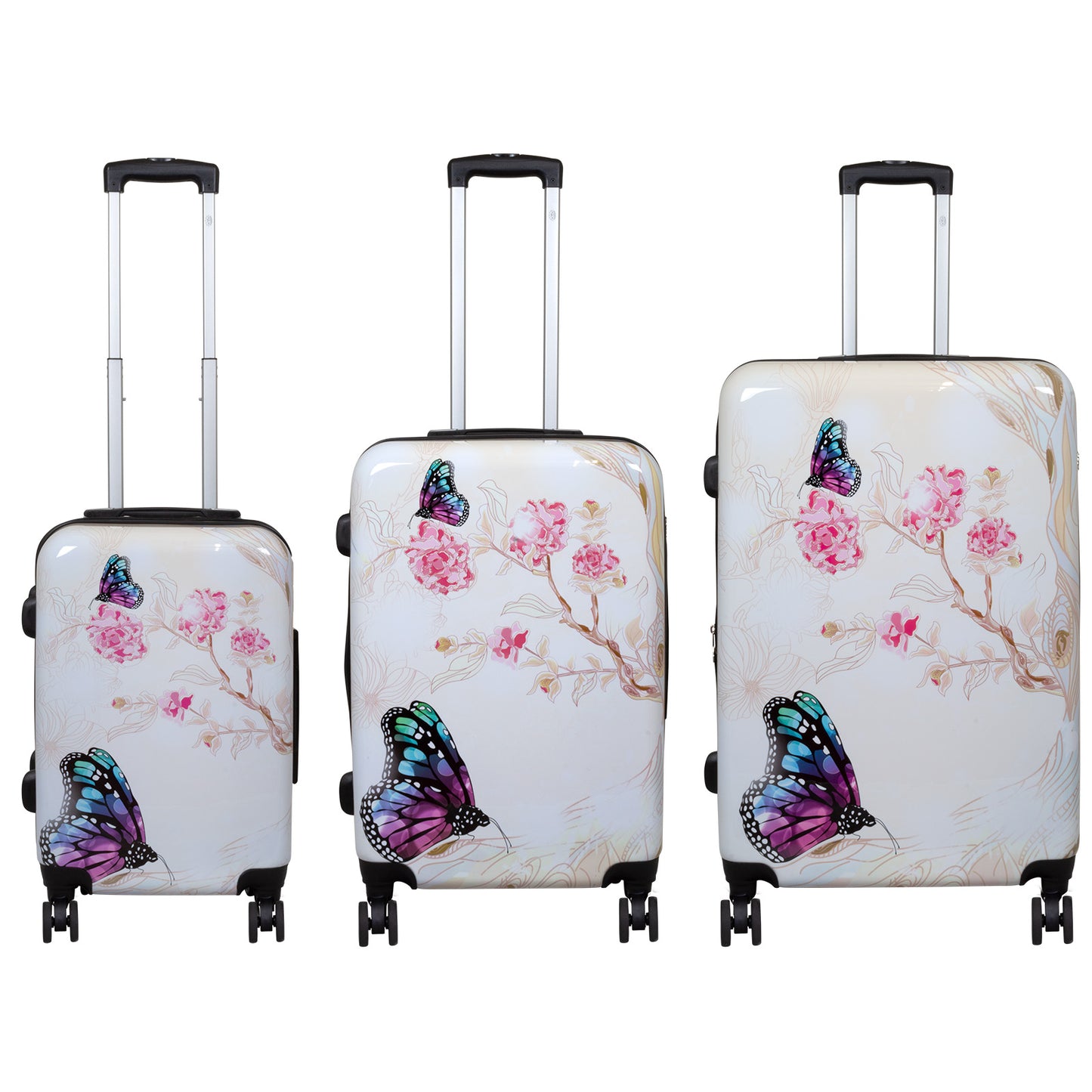 Set de maletas rígidas 3 piezas Mariposa beige