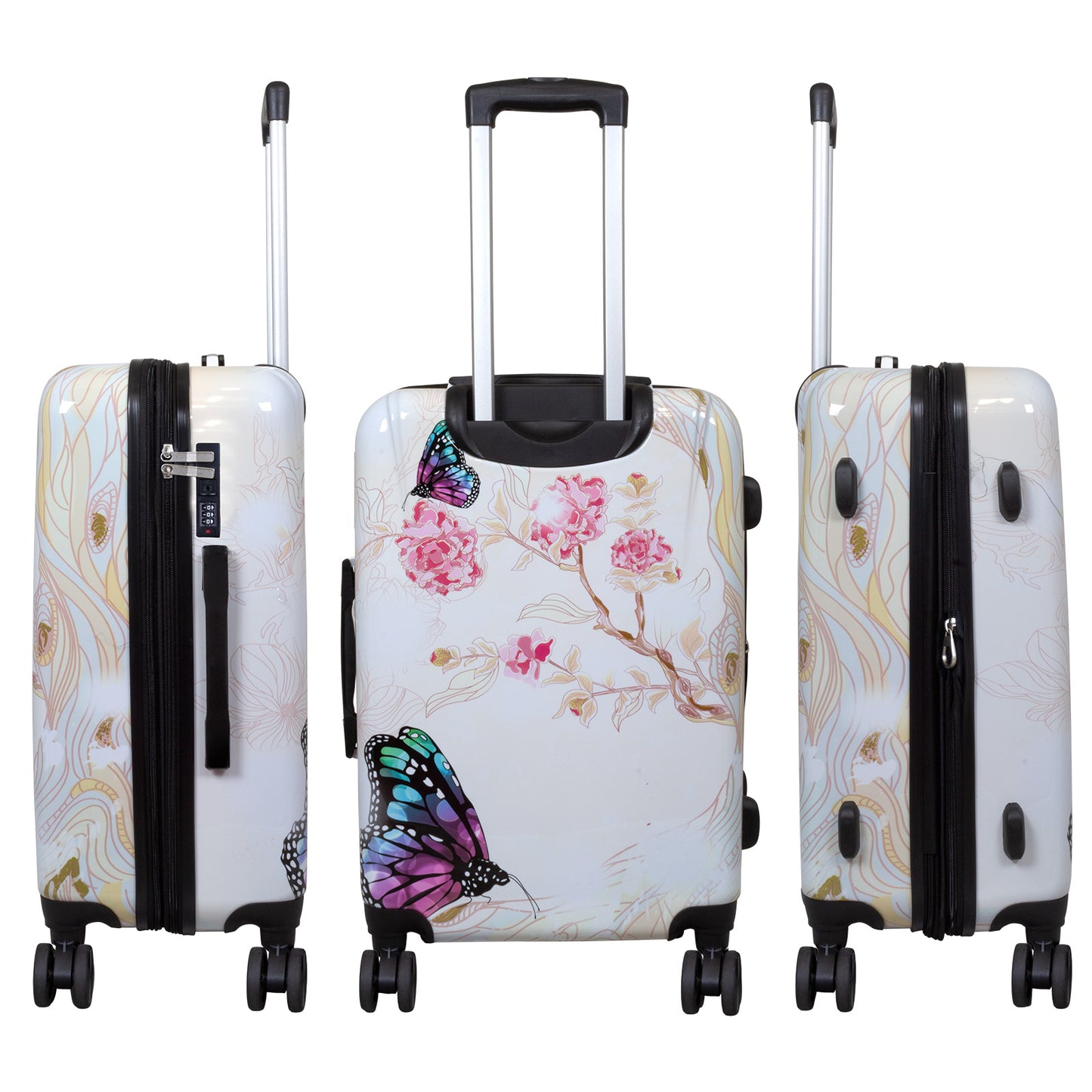 Set de maletas rígidas 3 piezas Mariposa beige