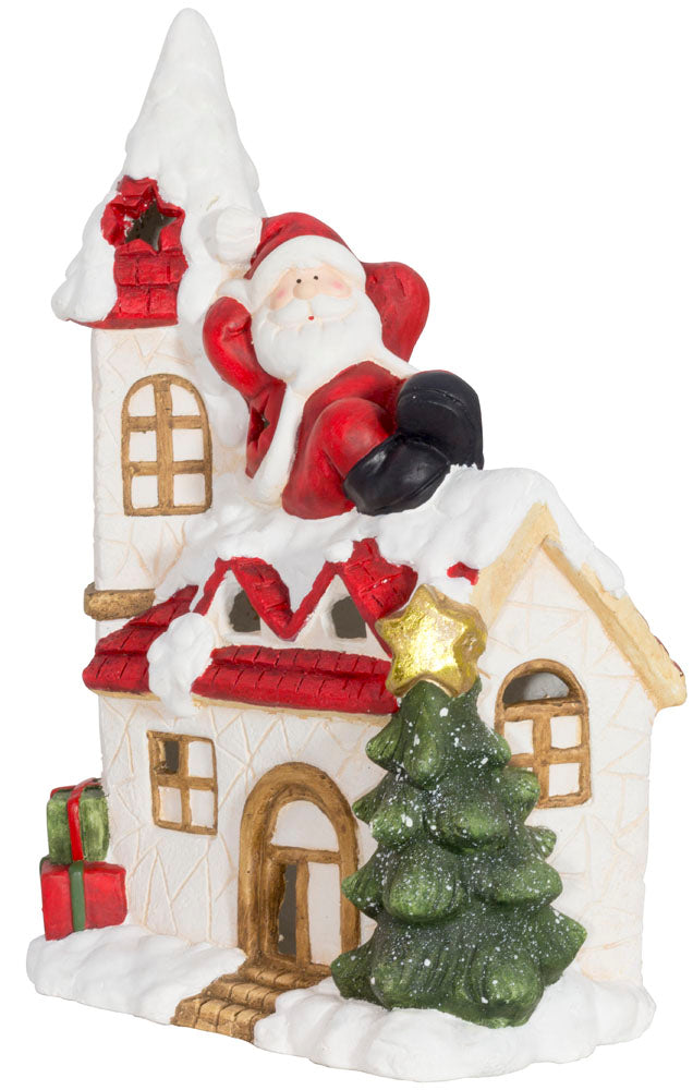 Babbo Natale / casa in poliresina 49cm / VE-2