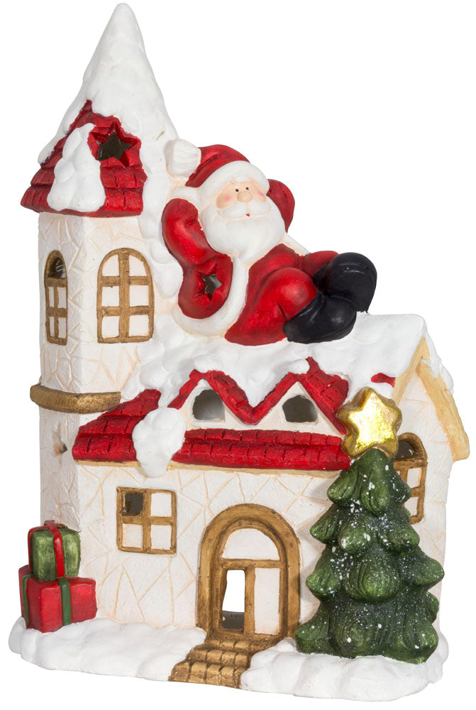 Babbo Natale / casa in poliresina 49cm / VE-2