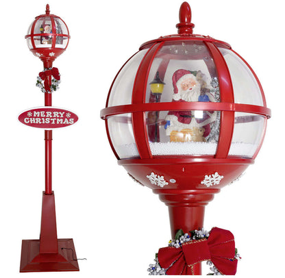 Schneiende LED Standlaterne 175cm Motiv Santa