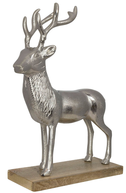 Hirsch auf Fuß, Figurhöhe ca.46cm, Aluminium