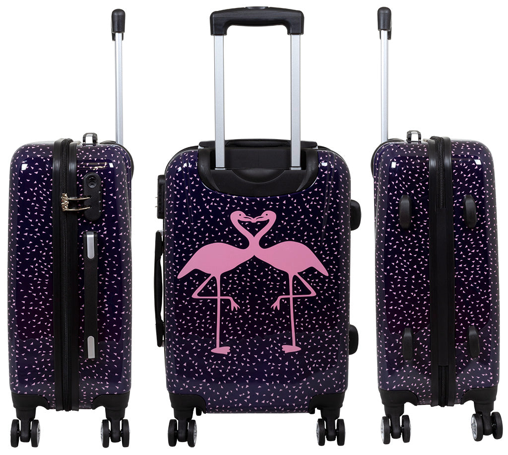 Handgepäck Boarding-Koffer Größe 55cm Hartschale Motivkoffer Flamingo