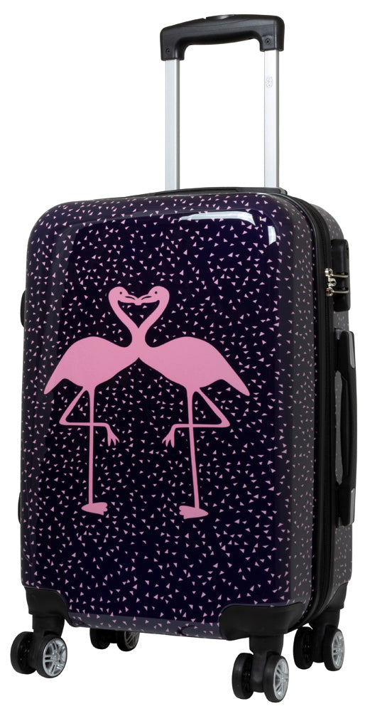 Handgepäck Boarding-Koffer Größe 55cm Hartschale Motivkoffer Flamingo