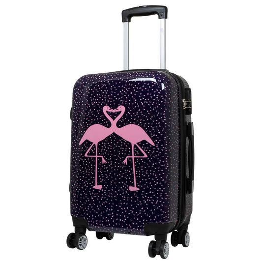 Handgepäck Boarding-Koffer Größe 55cm Hartschale Motivkoffer Flamingo