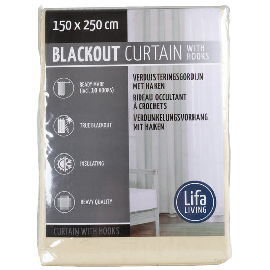 Verdunklungsvorhang mit Hacken / Farbe beige/ VE-12