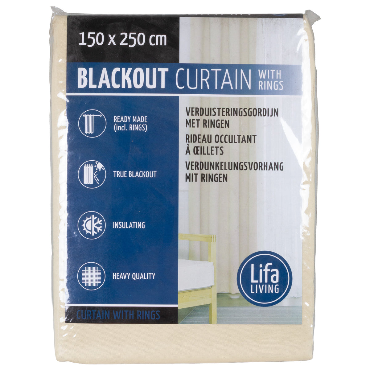 Blackout curtain with eyelets / color beige / pack of 12