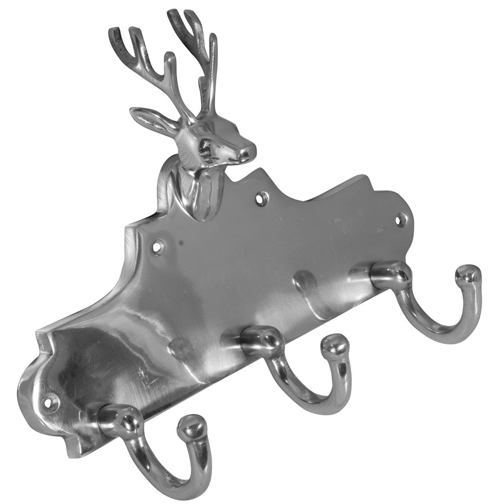Patère en aluminium triple avec tête de cerf
