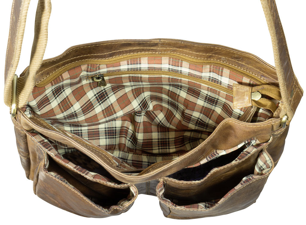 Bolso bandolera de cuero marrón